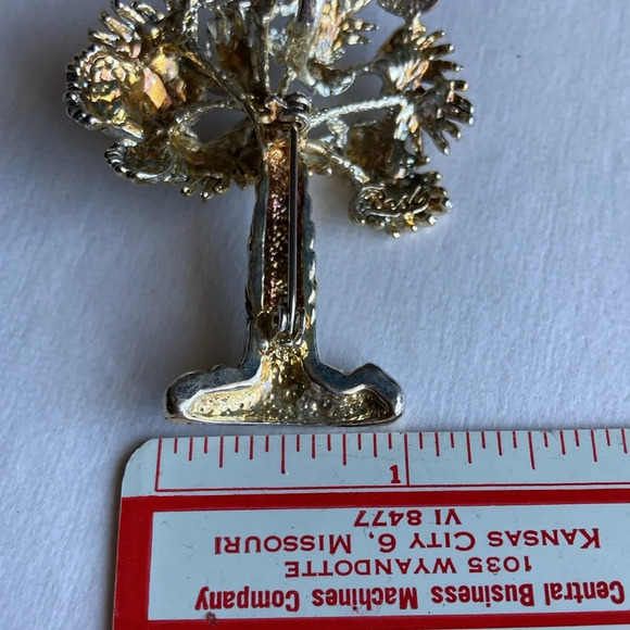 Vintage Palm Tree Brooch Pin Pendant Silver Gold Tone Moon Signed By Best - Picture 13 of 13